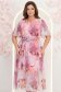 Rochie din material fluid roz deschis midi in clos cu elastic in talie si cordon detasabil 1 - StarShinerS.ro