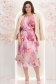 Rochie din material fluid roz deschis midi in clos cu elastic in talie si cordon detasabil 2 - StarShinerS.ro
