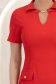 Rochie din stofa rosie scurta tip creion cu buzunare false 5 - StarShinerS.ro