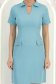 Rochie din stofa turcoaz scurta tip creion cu buzunare false 5 - StarShinerS.ro