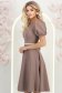 Rochie din stofa mocha midi in clos cu cordon cu perle - StarShinerS 2 - StarShinerS.ro