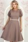 Rochie din stofa mocha midi in clos cu cordon cu perle - StarShinerS 1 - StarShinerS.ro