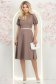 Rochie din stofa mocha midi in clos cu cordon cu perle - StarShinerS 3 - StarShinerS.ro