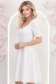 Rochie din stofa alba până la genunchi in clos accesorizata cu cordon cu perle detasabil- StarShinerS 2 - StarShinerS.ro