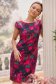 Rochie din stofa elastica visinie scurta cu un croi drept si imprimeu floral 1 - StarShinerS.ro