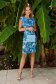Rochie din stofa elastica albastra scurta cu un croi drept si imprimeu floral 4 - StarShinerS.ro