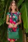 Rochie din stofa elastica verde scurta cu un croi drept si imprimeu floral 2 - StarShinerS.ro