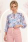 Bluza din viscoza albastru deschis cu croi larg si volanase la maneca - StarShinerS