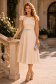 Rochie bej cu sclipici midi in clos cu volanase - StarShinerS 1 - StarShinerS.ro