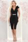 Rochie neagra cu sclipici midi tip creion cu volanase - StarShinerS 4 - StarShinerS.ro