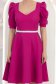 Rochie fuchsia până la genunchi in clos accesorizata cu cordon cu perle detasabil- StarShinerS 4 - StarShinerS.ro