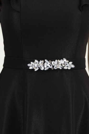 Cordon decorativ negru cu sclipici si pietre strass - StarShinerS
