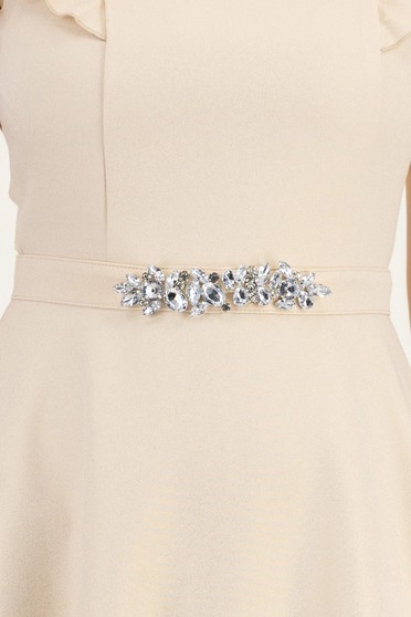Cordon decorativ bej cu sclipici si pietre strass - StarShinerS