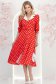 Rochie rosie cu buline midi in clos cu accesoriu tip curea si buzunare - StarShinerS 3 - StarShinerS.ro