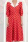 Rochie rosie cu buline midi in clos cu accesoriu tip curea si buzunare - StarShinerS 4 - StarShinerS.ro