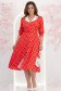 Rochie rosie cu buline midi in clos cu accesoriu tip curea si buzunare - StarShinerS 1 - StarShinerS.ro