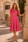 Rochie roz midi in clos accesorizata cu 2 brose 3D - StarShinerS 2 - StarShinerS.ro