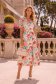 Rochie din voal bej midi in clos cu 2 brose florale maxi- StarShinerS 1 - StarShinerS.ro