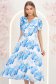 Rochie din voal albastra midi in clos cu 2 brose florale maxi - StarShinerS 1 - StarShinerS.ro