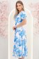 Rochie din voal albastra midi in clos cu 2 brose florale maxi - StarShinerS 2 - StarShinerS.ro