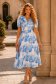Rochie din voal albastra midi in clos cu 2 brose florale maxi - StarShinerS 1 - StarShinerS.ro