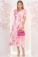 Rochie din voal roz midi in clos cu 2 brose florale maxi- StarShinerS 3 - StarShinerS.ro