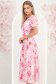 Rochie din voal roz midi in clos cu 2 brose florale maxi- StarShinerS 2 - StarShinerS.ro