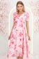 Rochie din voal roz midi in clos cu 2 brose florale maxi- StarShinerS 1 - StarShinerS.ro