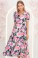 Rochie din voal multicolora midi in clos cu 2 brose florale maxi- StarShinerS 1 - StarShinerS.ro