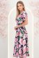 Rochie din voal multicolora midi in clos cu 2 brose florale maxi- StarShinerS 2 - StarShinerS.ro