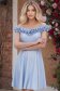 Rochie albastru-deschis cu sclipici scurta in clos cu volanase - StarShinerS 1 - StarShinerS.ro