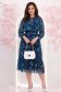 Rochie bleumarin floral midi in clos cu elastic in talie si curea detasabila - StarShinerS 1 - StarShinerS.ro