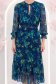 Rochie din viscoza bleumarin floral midi in clos cu elastic in talie si curea detasabila - StarShinerS 5 - StarShinerS.ro