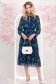 Rochie din viscoza bleumarin floral midi in clos cu elastic in talie si curea detasabila - StarShinerS 3 - StarShinerS.ro