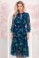 Rochie din viscoza bleumarin floral midi in clos cu elastic in talie si curea detasabila - StarShinerS 1 - StarShinerS.ro