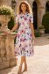 Rochie roz pudra midi in clos cu imprimeu floral si curea- StarShinerS 1 - StarShinerS.ro