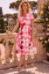 Rochie roz midi in clos accesorizata cu cordon si buzunare laterale 1 - StarShinerS.ro