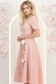 Rochie roz pudra midi in clos cu detalii brodate si flori 3D - StarShinerS 2 - StarShinerS.ro