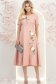 Rochie roz pudra midi in clos cu detalii brodate si flori 3D - StarShinerS 3 - StarShinerS.ro