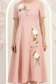 Rochie roz pudra midi in clos cu detalii brodate si flori 3D - StarShinerS 3 - StarShinerS.ro
