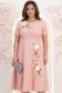 Rochie roz pudra midi in clos cu detalii brodate si flori 3D - StarShinerS 1 - StarShinerS.ro