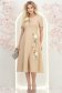 Rochie bej midi in clos cu detalii brodate si flori 3D - StarShinerS 3 - StarShinerS.ro