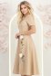 Rochie bej midi in clos cu detalii brodate si flori 3D - StarShinerS 2 - StarShinerS.ro