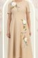 Rochie bej midi in clos cu detalii brodate si flori 3D - StarShinerS 5 - StarShinerS.ro