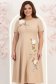 Rochie bej midi in clos cu detalii brodate si flori 3D - StarShinerS 1 - StarShinerS.ro