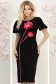 Rochie neagra midi tip creion cu brose florale 3D - StarShinerS 3 - StarShinerS.ro
