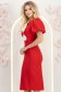 Rochie rosie midi tip creion cu brose florale 3D - StarShinerS 2 - StarShinerS.ro