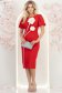 Rochie rosie midi tip creion cu brose florale 3D - StarShinerS 3 - StarShinerS.ro