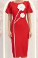 Rochie rosie midi tip creion cu brose florale 3D - StarShinerS 5 - StarShinerS.ro