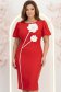 Rochie rosie midi tip creion cu brose florale 3D - StarShinerS 1 - StarShinerS.ro